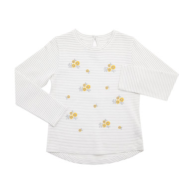 Younger Girls Striped Embroidered Top